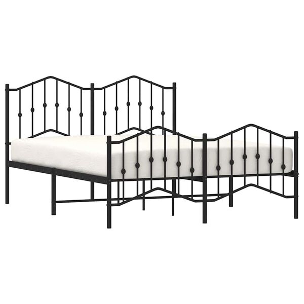 vidaXL Bed Frame Black Powder-coated steel Double Bed Frame