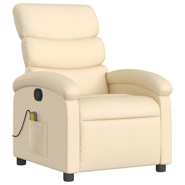 vidaXL Massage Recliner Chair Cream Fabric (100% polyester), metal, plywood