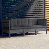 vidaXL 3-seater Garden Sofa Grey, Anthracite Solid pinewood, 100% polyester