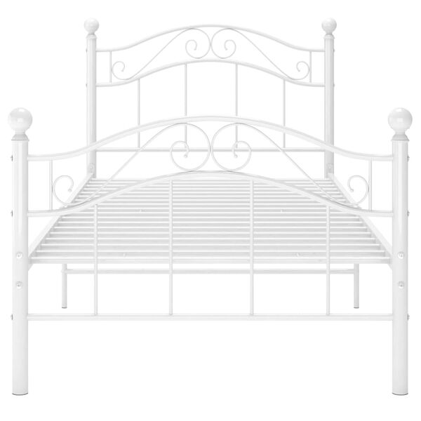 vidaXL Bed Frame White Powder-coated metal Twin Durable Bed Frame