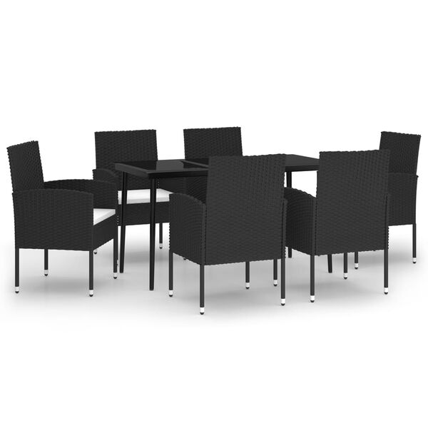 vidaXL Garden Dining Set Black, Cream White