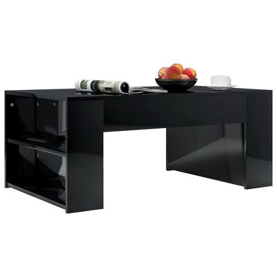 vidaXL Coffee Table High Gloss Black 39.4"x23.6"x16.5" Engineered Wood