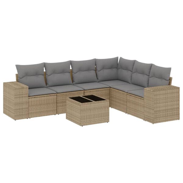 vidaXL Garden Sofa Set Beige, Light Grey