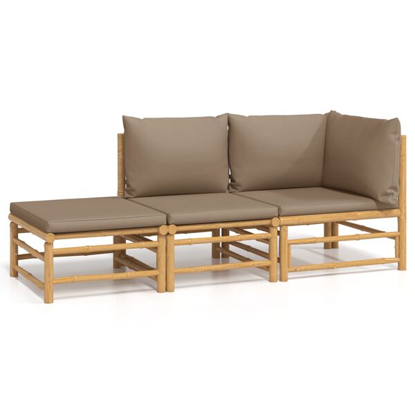 vidaXL Garden Lounge Set Taupe Bamboo Medium Modular Garden Lounge Set