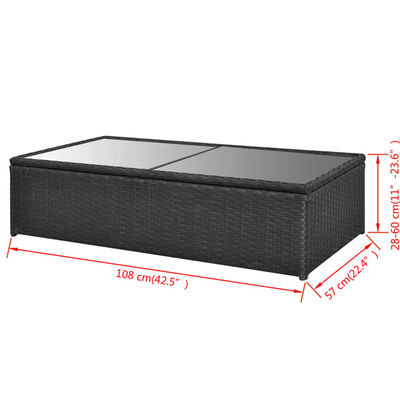 vidaXL 4 Piece Patio Lounge Set with Cushions Poly Rattan Black
