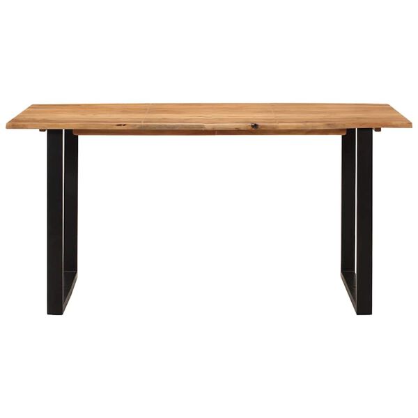 vidaXL Dining Table Acacia with Black Legs Solid Acacia Wood