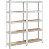 vidaXL 5-Layer Storage Shelves 2 pcs Silver Steel&Engineered Wood