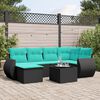 vidaXL 7 Piece Garden Sofa Set with Cushions Black Poly Rattan