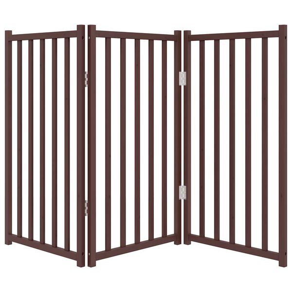 vidaXL Dog Gate Set of 3 Brown Oak Solid Fir Wood 59 in Total Length