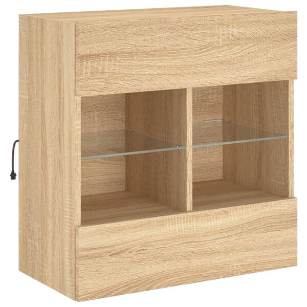 vidaXL TV Wall Cabinet Sonoma oak Engineered wood, Glass Medium