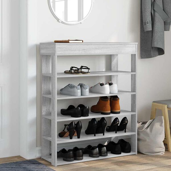 vidaXL Shoe Rack Grey Sonoma Engineered wood 31.5x11.8x38.6 in Shoe Rack