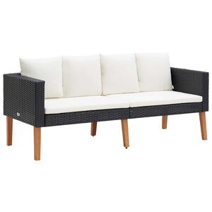 vidaXL Garden Sofa Black, Cream White