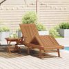 vidaXL Sun lounger Folding with Cushion 2 pcs Brown Solid Teak Wood