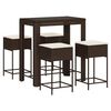 vidaXL Garden Bar Set Brown PE Rattan 5 Piece Set UV-resistant materials