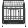 vidaXL Dog Cage Black Galvanized steel Large Dog Cage Rectangular
