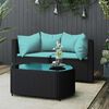 vidaXL Patio Lounge Set Black, Water blue