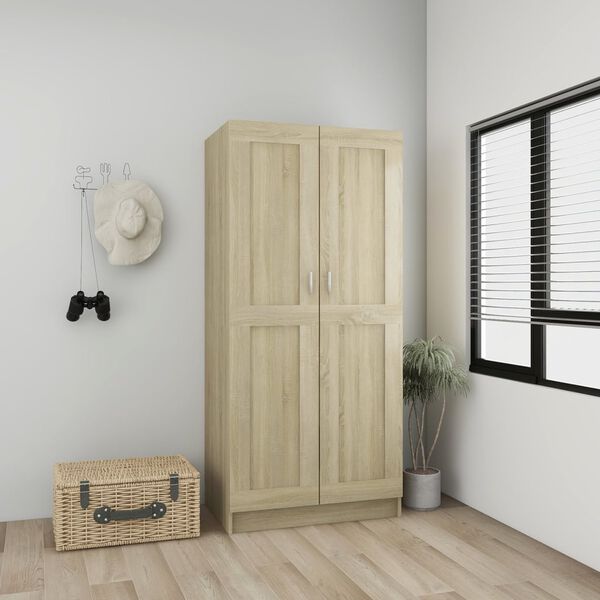 vidaXL Wardrobe Sonoma oak Engineered wood Compact Wardrobe