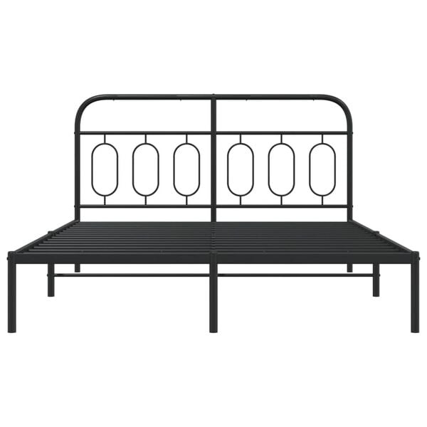 vidaXL Bed Frame Black Steel Full Bed Frame Rectangular Modern