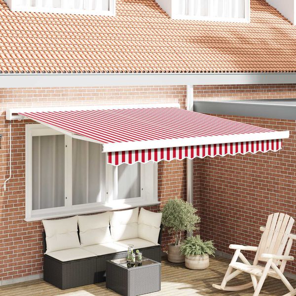 vidaXL Retractable Awning Red and White 118.11" x 98.43