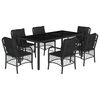 vidaXL Garden Dining Set Black PE rattan 7 Piece Set Removable Covers