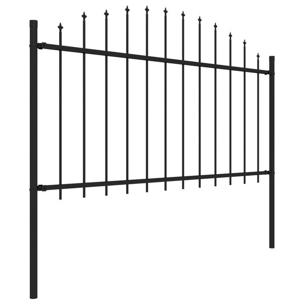 vidaXL Garden Fence with Spear Top Steel 211.4"x59.1" Black