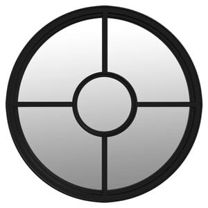 vidaXL Round Garden Mirror Black Iron Medium Decorative Inlays Mirror