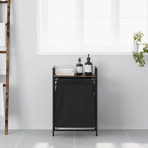 vidaXL Laundry Basket 1 Compartment with Shelf Smoked Oak