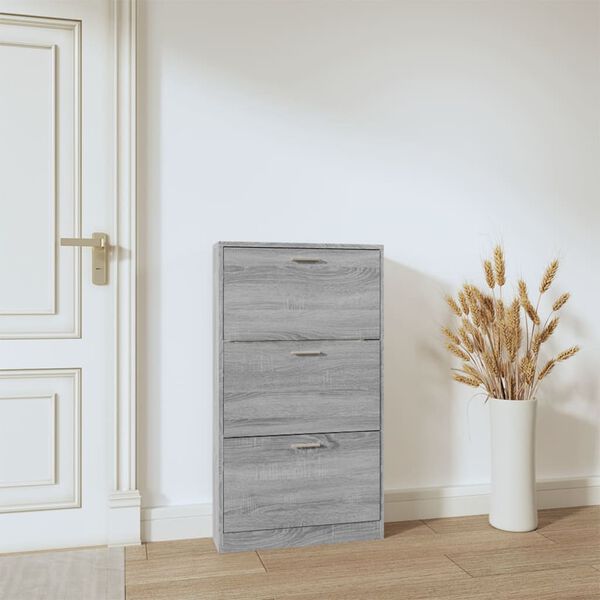 vidaXL Shoe Cabinet Grey Sonoma Engineered Wood Medium Shoe Cabinet