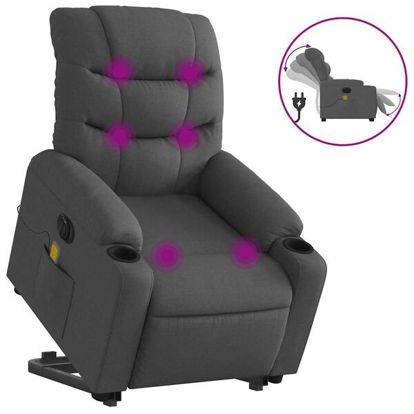 vidaXL Electric Stand Up Massage Recliner Chair Dark gray