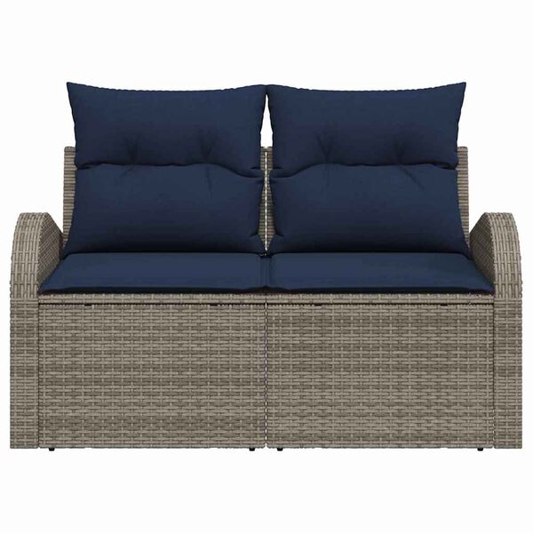 vidaXL Garden Sofa Gray 124 x 62 x 85 cm poly rattan