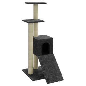 vidaXL Cat Tree Dark grey Engineered wood, plush, sisal Medium