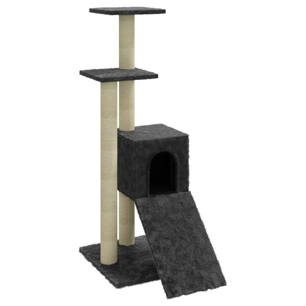 vidaXL Cat Tree Dark grey Engineered wood, plush, sisal Medium