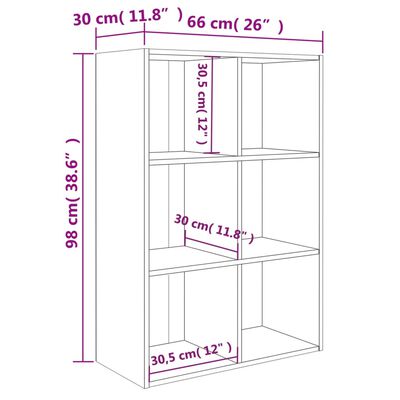 vidaXL Book Cabinet/Sideboard Sonoma Oak 26"x11.8"x38.6" Engineered Wood