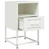 vidaXL Bedside Cabinet White Steel Bedside Cabinet Square Industrial
