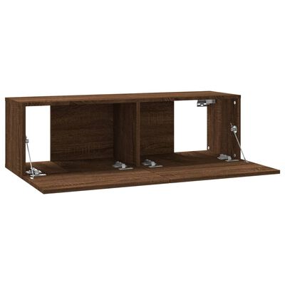 vidaXL TV Wall Cabinet Brown Oak 39.4"x11.8"x11.8" Engineered Wood