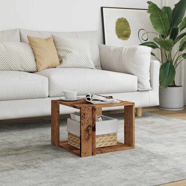 vidaXL Coffee Table Old Wood Engineered Wood 15.7 x 15.7 x 11.8 in