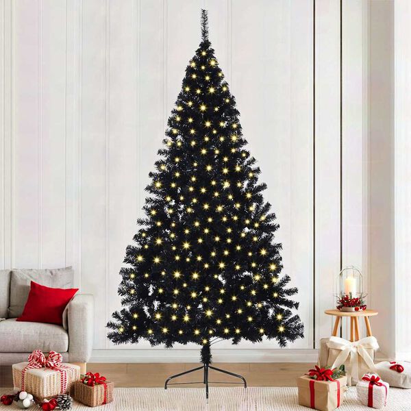 vidaXL Artificial Pre-lit Christmas Tree Black 94.49 in PVC
