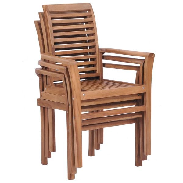 vidaXL Dining Chair Set of 2 Brown Solid Teak wood Standard Durable