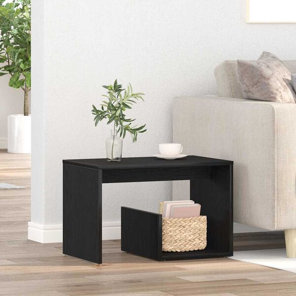 vidaXL Side Table Black Oak 23.23 x 14.17 x 14.96 in Engineered Wood