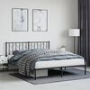 vidaXL Bed Frame Black Powder-Coated Steel Queen Bed Frame Rectangular
