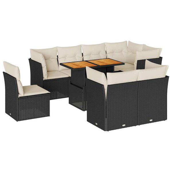 vidaXL Garden Sofa Set Black