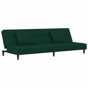 vidaXL Sofa Bed Dark Green Velvet, Wood, Plastic, Foam 2-seater