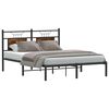 vidaXL Bed Frame Smoked Oak Engineered Wood, Steel Double Bed Frame