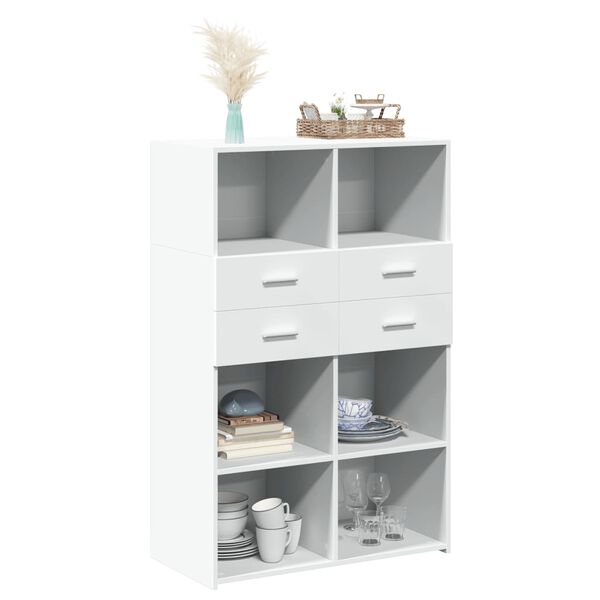 vidaXL Highboard White Engineered wood 48.8 in high, loads of storage