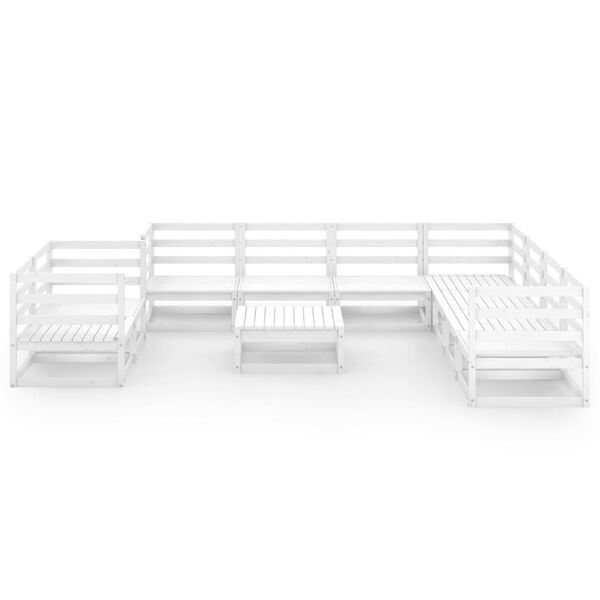 vidaXL 10 Piece Patio Lounge Set White Solid Pinewood