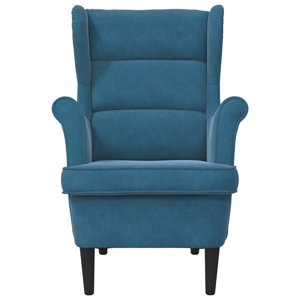vidaXL Armchair Blue Velvet, Plywood Standard Armchair Rectangular
