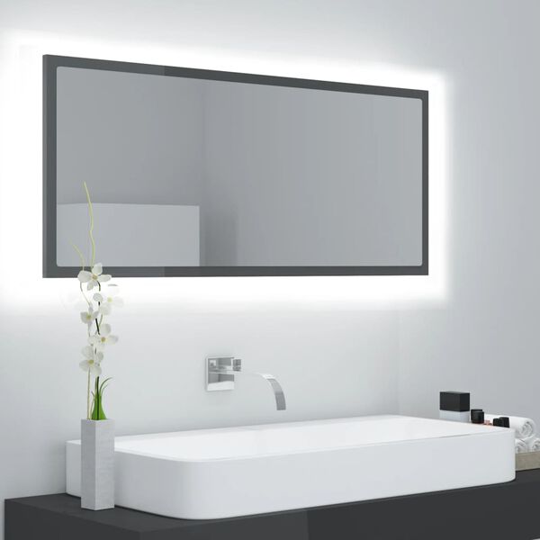 vidaXL Mirror High gloss grey Engineered wood, acrylic