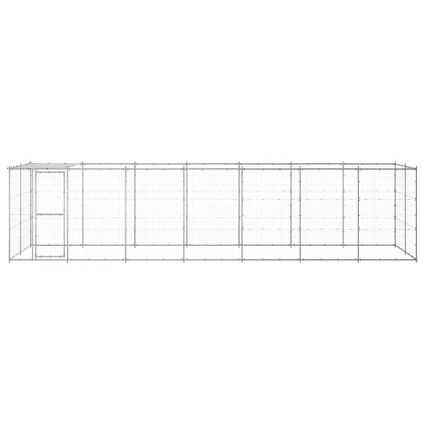 vidaXL Dog Kennel Silver Galvanized steel, PE 182.7 sq ft Durable
