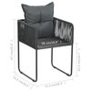 vidaXL Dining Set Black PVC rattan, powder-coated steel, aluminum, WPC