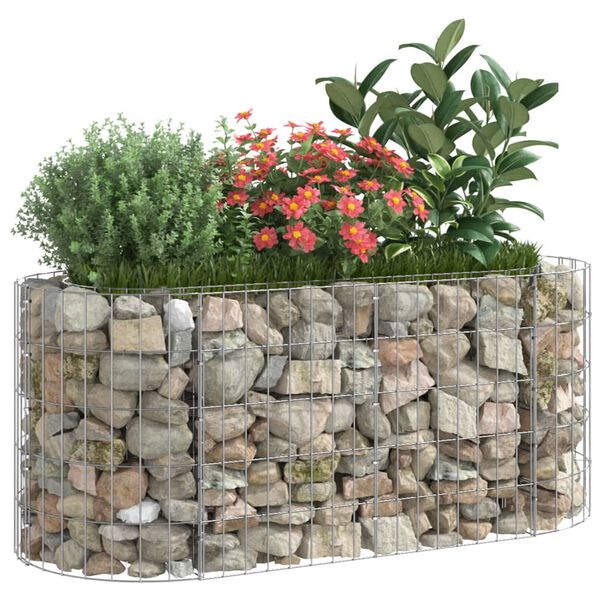 vidaXL Gabion Raised Bed Silver Galvanized iron 47.2 x 19.7 x 19.7 in